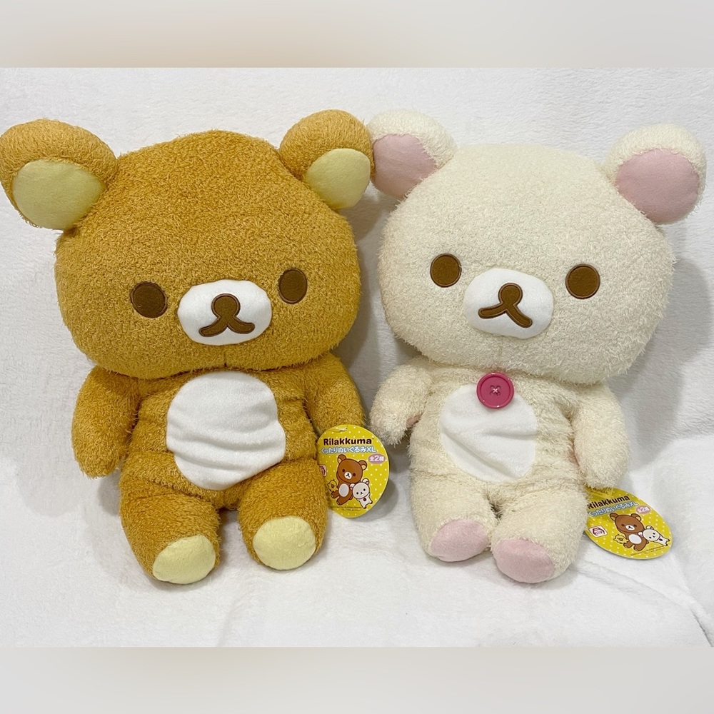 San-X - Rilakkuma and Korilakkuma clunky plushie bundle - NWT